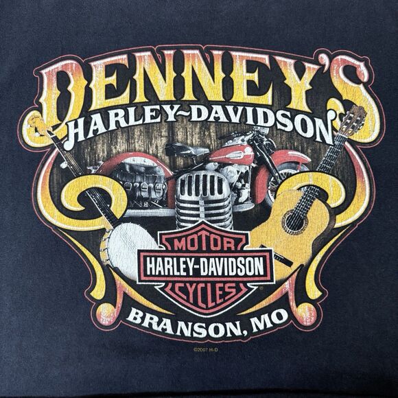 Y2K Harley Davidson Cutoff Cropped Shirt Size M Branson Girls Muscle Tee - Picture 4 of 8